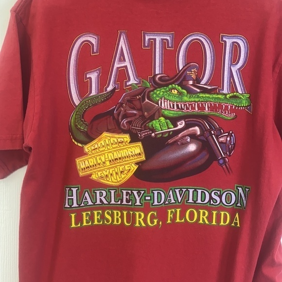 Harley Davidson - Vintage Gator Harley Davidson Leesburg Fl Red Shirt Size Large - Picture 11 of 11